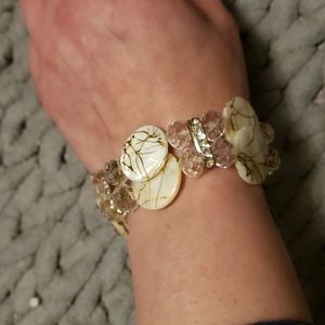 4 for $15  Vintage seashell'glass and crystal bracelet